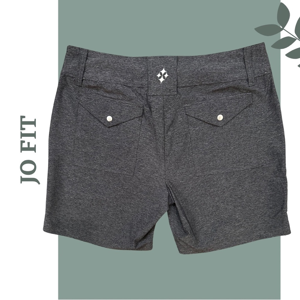 Jofit Women's Everyday Gray Golf Shorts 8” Inseam Front Rear Pockets Size 8 - Picture 2 of 5
